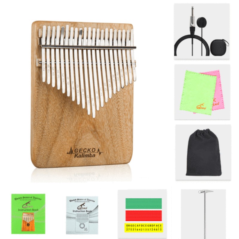 NEW Gecko 21 Key Kalimba with Carry Box | Camphor Wood