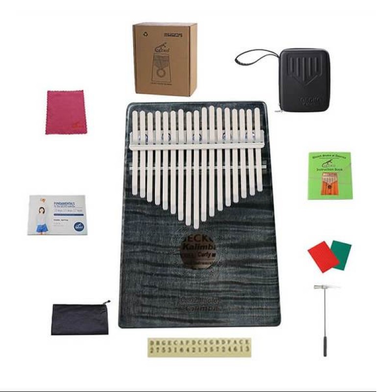 GECKO Solid Curly Maple Kalimba | Black Color